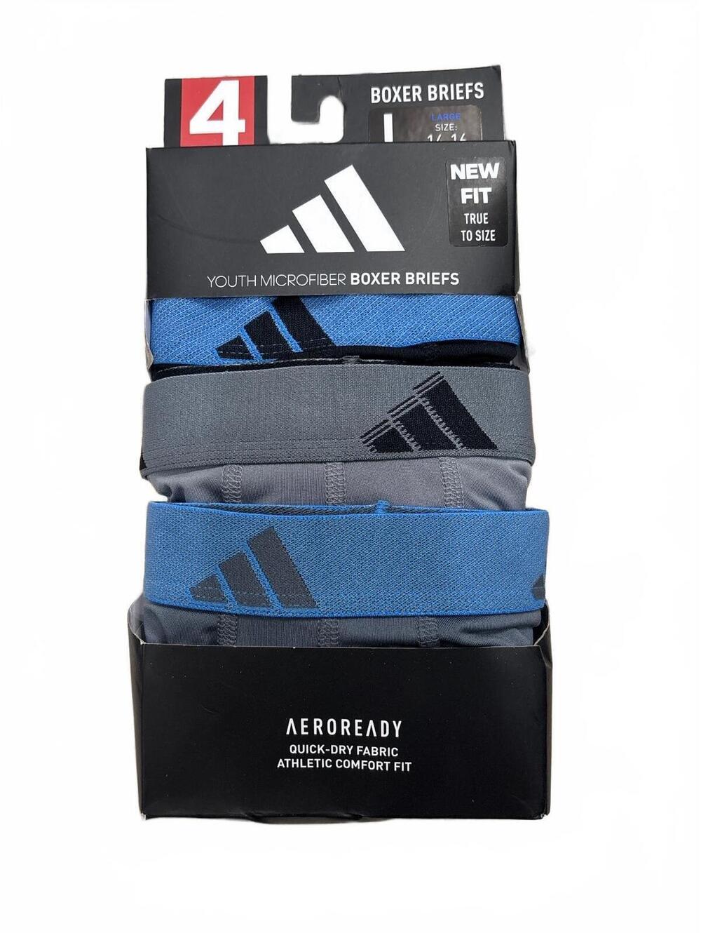 Adidas Youth Microfiber Boxer Briefs 4-Pack Size L 14-16
